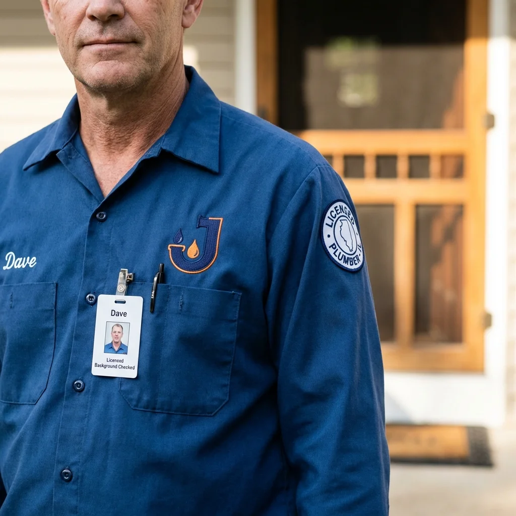 Licensed plumber showing ID badge in Mabton, WA